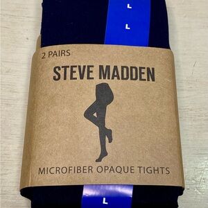 Steve Madden Microfiber Opaque Tights 2 Pairs Size Large Black